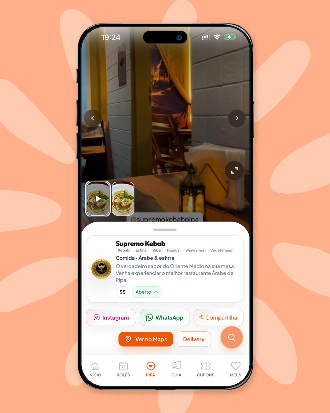 Box completo da empresa no app Vou pra Pipa